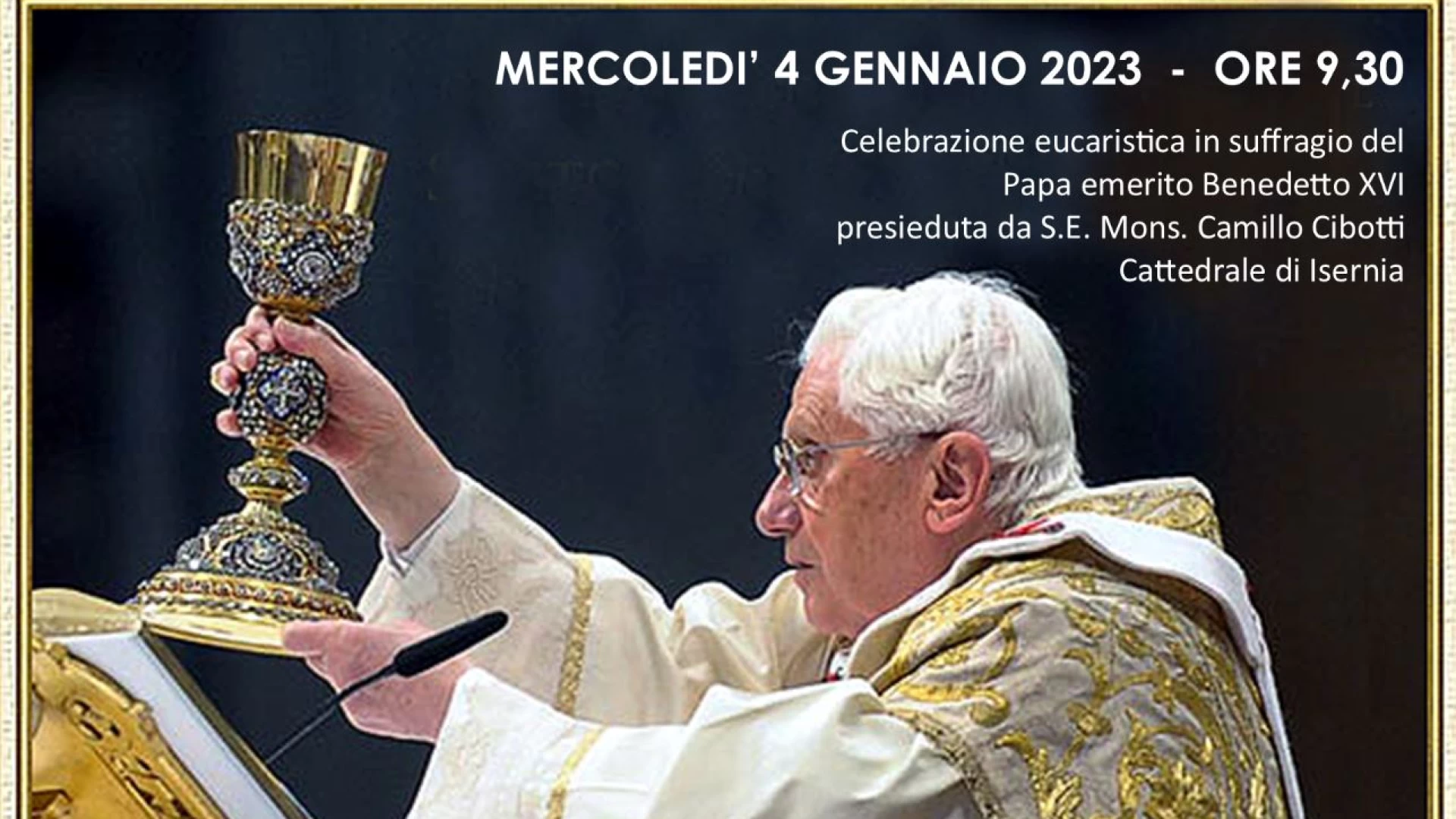 Isernia: mercoledì in Cattedrale una messa in suffragio di Papa Ratzinger.